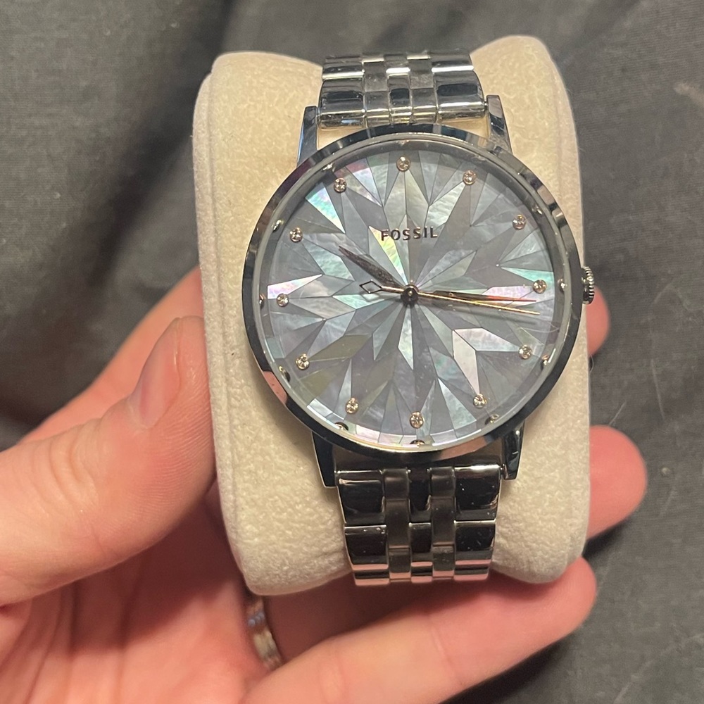 Women’s Fossil Watch, Mother of Stone Faceted Face